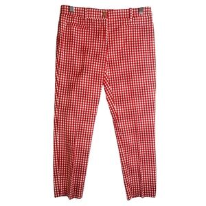 NWT Ann Taylor The Cotton Crop Pants Sz 0P Red White Checkered Plaid Retro Pinup